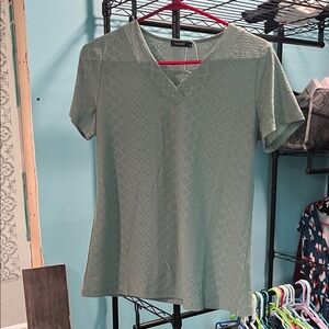 Soprano Sage Green V-Neck Short Sleeve Tunic